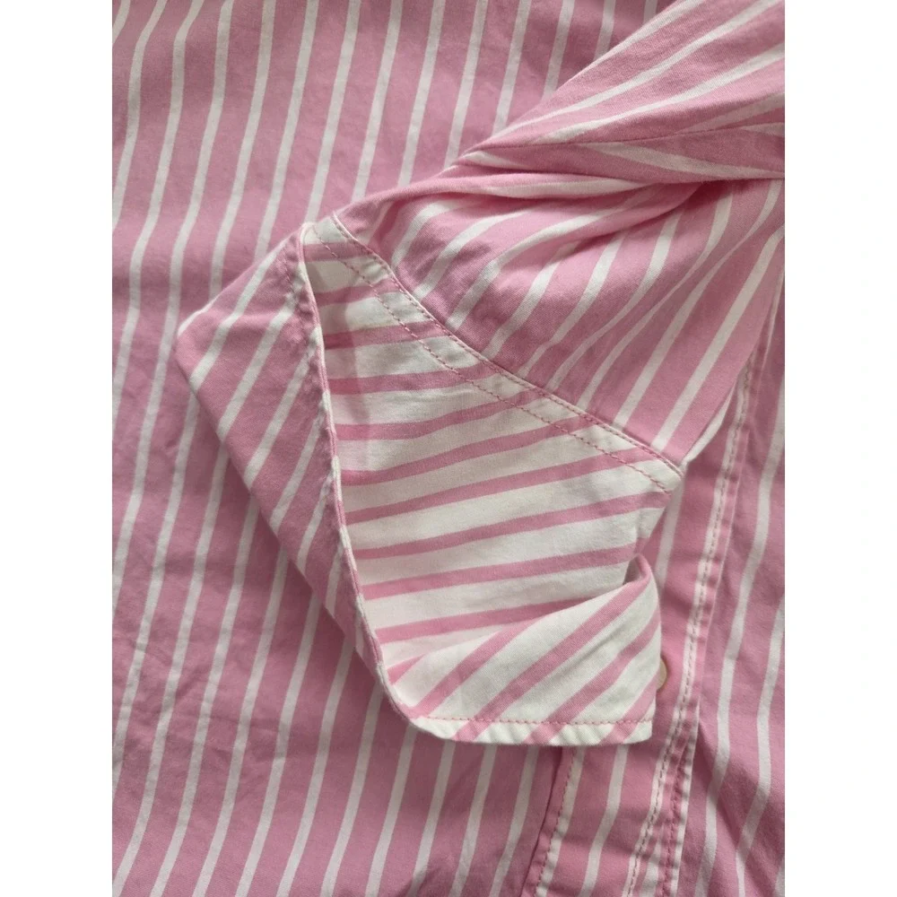 Tommy Hilfiger Womens Pink White Striped Button Down Shirt Size 20 Collared - Picture 3 of 10
